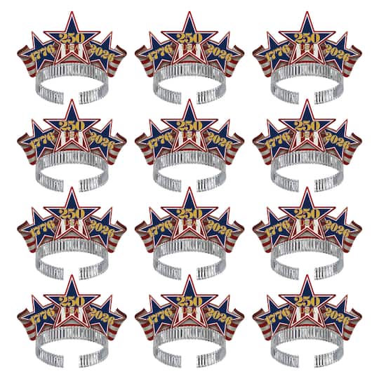 Beistle Semiquincentennial Tiaras, 3 Packs of 4